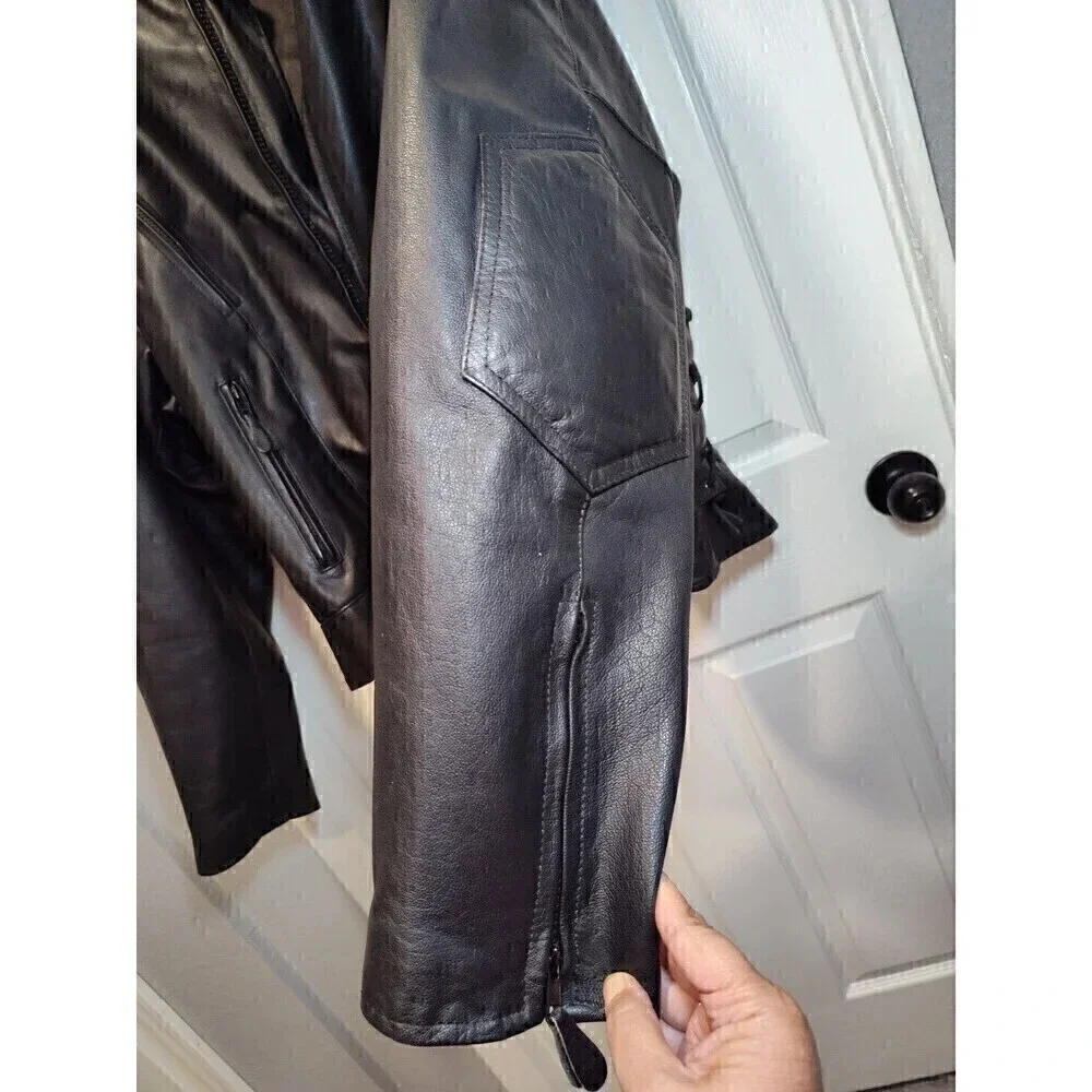 MOB Classic Series Black Leather Motorcycle Jacket Size 48 with removable lining